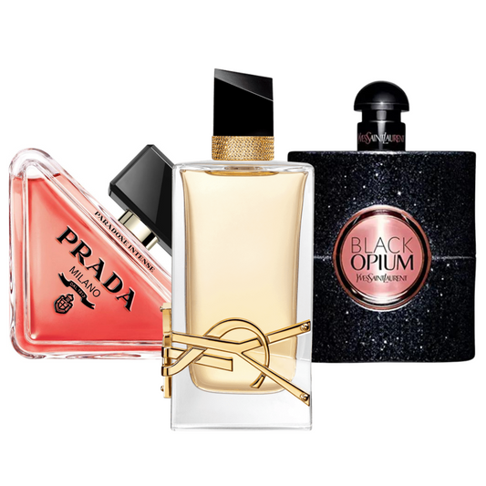 Pecho 3 Perfumes: Prada Paradox, Black Opium Yves Saint Laurent, y Libre 100ml